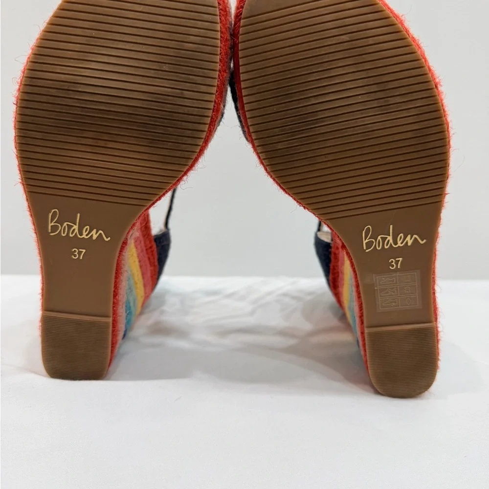 Boden Lily Rainbow Espadrille Wedge Sandals Size 6 (EU 37) Platform Ankle Strap